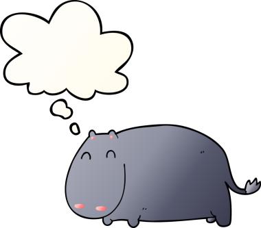 Düz eğimli düşünce baloncuklu orijinal çizgi film hipopotamları