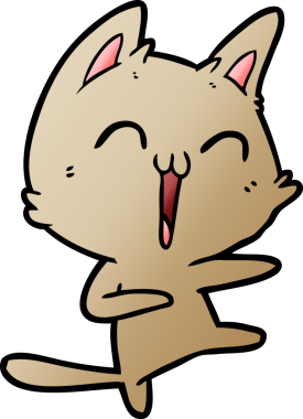 Mutlu çizgi film kedileri miyavlıyor.