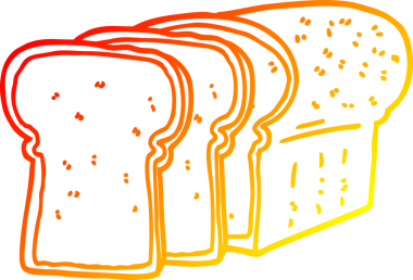 Çizgi film dilimlenmiş ekmeğin orjinal sıcak çizgi çizimi