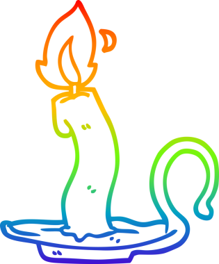 Orijinal gökkuşağı gradyan çizgi çizimi yanan bir mumun