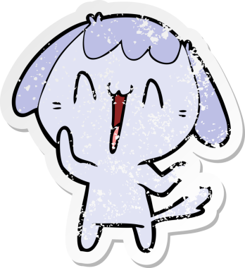 Sevimli bir çizgi köpeğin orijinal kederli çıkartması.