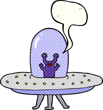 Orijinal serbest çizim çizgi roman konuşma balonu çizgi film uçan dairesi