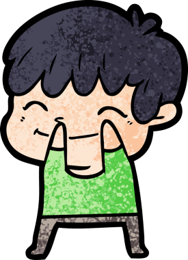 Orijinal çizgi film mutlu çocuk.