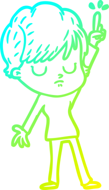 Bir çizgi film kadınının orjinal soğuk gradyan çizimi