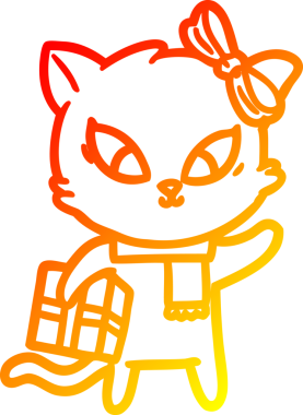 Bir çizgi film kedisinin orjinal sıcak çizgi çizimi