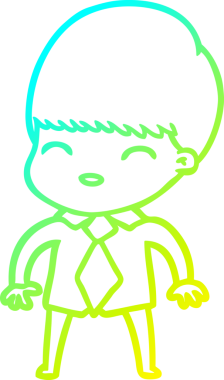 Mutlu bir çizgi film çocuğunun orjinal soğuk gradyan çizimi