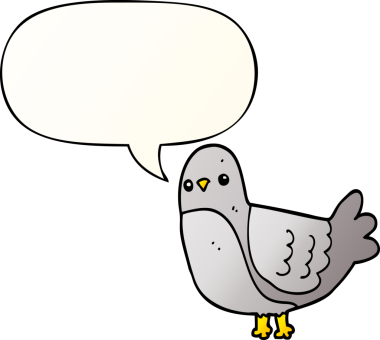 Konuşma baloncuğu düzgün eğimli orijinal çizgi film kuşu