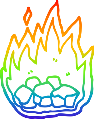 Orijinal gökkuşağı gradyan çizgi çizimi Bir çizgi film korkunç yanan cadılar bayramı kömürleri