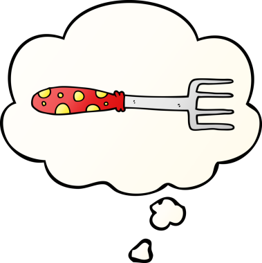 Düşünce baloncuğu yumuşak eğimli orijinal çizgi film çatalı