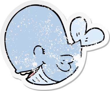 Çizgi film balinasının orijinal kederli çıkartması.