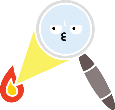 Orijinal düz renk retro büyüteç karikatürü