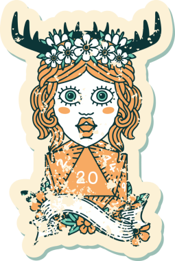 Orijinal Retro Dövme Tarzı 20 zarlı insan Druid