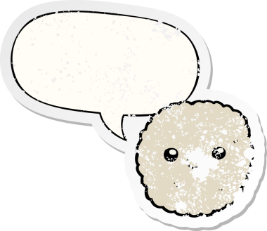 Konuşma balonlu orijinal çizgi film bisküvisi sıkıntılı eski çıkartma