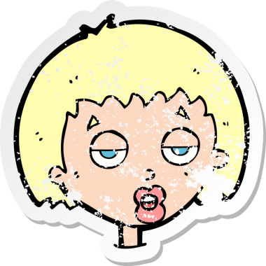 Sıkılmış bir karikatürdeki orijinal sıkıntılı kadın çıkartması.