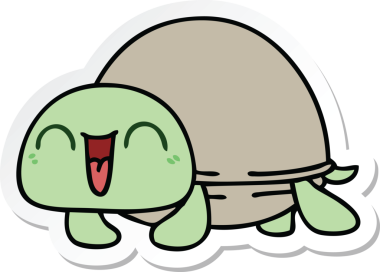 Orijinal bir el yazısı çizilmiş karikatür kaplumbağa.