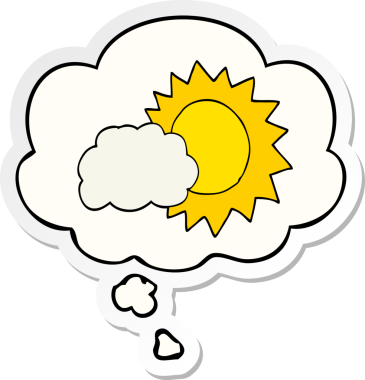 Yazılı çıkartma olarak düşünce baloncuğu olan orijinal çizgi film havası