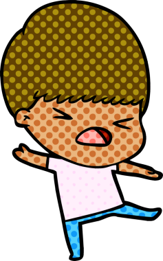 Orijinal çizgi film bir insan tarafından çizilmiş stresli bir adam