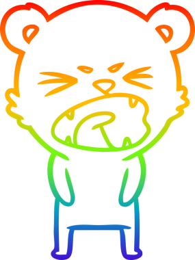 Kızgın bir çizgi film ayısının orjinal gökkuşağı gradyan çizimi