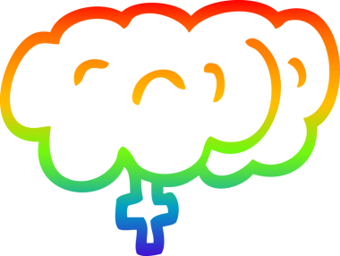 Orijinal gökkuşağı gradyanı insan beyninin çizgi çizimi