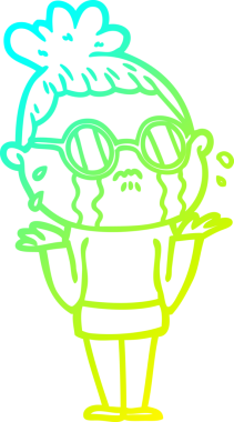 Gözlüklü, ağlayan bir karikatür çizimi.