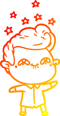 Orijinal sıcak çizgi çizgi film çizimi heyecanlı bir adam