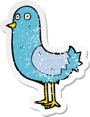 Orijinal gerilim dolu çizgi film kuşunun çıkartması.