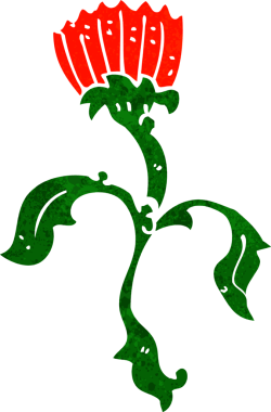 Bir insan tarafından çizilmiş orijinal karikatür çiçeği.