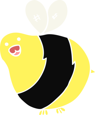 Orijinal düz renk çizgi film arısı