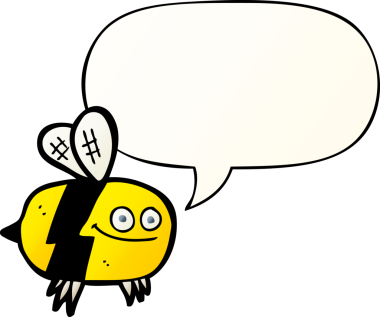 Konuşma baloncuğu düzgün eğimli orijinal çizgi film arısı