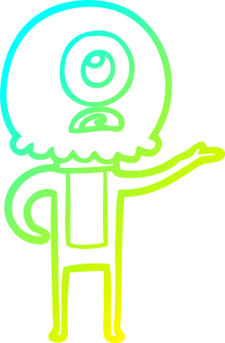 Orijinal soğuk gradyan çizgi çizimi bir Tepegöz uzaylı uzay adamı açıklama