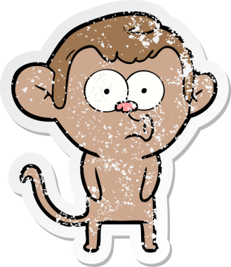 Çizgi film karakteri korna çalan maymunun orijinal üzgün çıkartması.