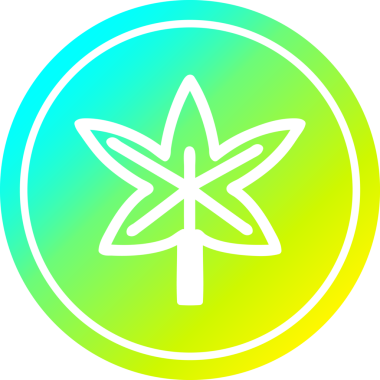 Orijinal marihuana yaprağı yuvarlak simgesi ve havalı gradyan bitişi