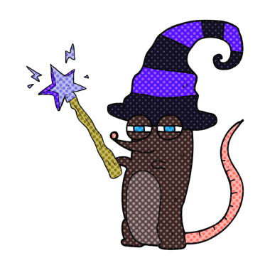 Orijinal serbest çizim çizgi film sihirli cadı fare