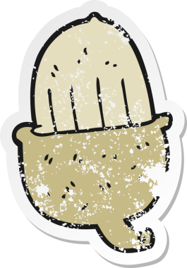 Çizgi film meşe palamudunun gerilmiş orijinal çıkartması.