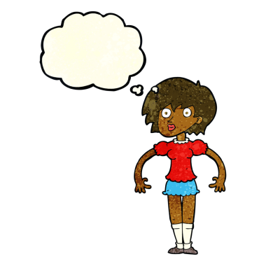 Orijinal çizgi film, düşünce balonlu kadını şaşırttı.