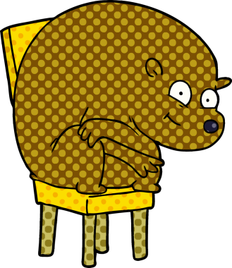 Orijinal çizgi film ayısı Chari 'de oturuyor.