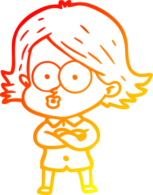 Orijinal sıcak çizgi çizgi film kızı somurtuyor.