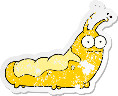 Komik bir tırtılın orijinal, sıkıntılı çıkartması.