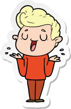 Mutlu bir karikatürcünün orijinal çıkartması.