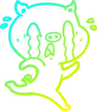 Ağlayan bir domuz çizgi filminin orijinal soğuk gradyan çizimi