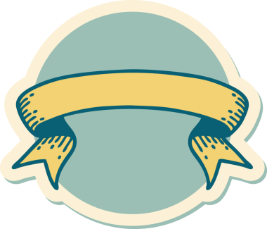 Orijinal dövme etiketi geleneksel bir pankart tarzında.