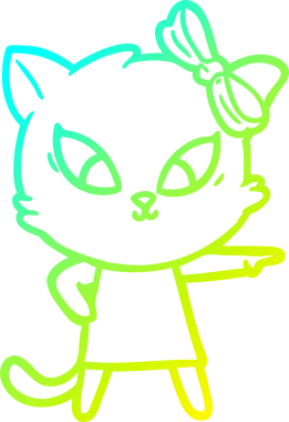 Bir çizgi film kedisinin orijinal soğuk eğimli çizimi