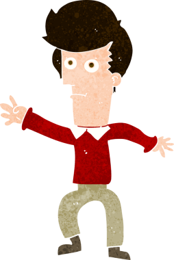 Orijinal çizgi film adamı el sallıyor.