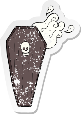 Ürkütücü bir karikatür tabutunun orijinal gerilimli çıkartması