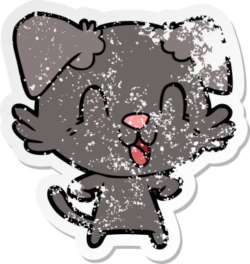 Gülen çizgi film köpeğinin orijinal kederli çıkartması.