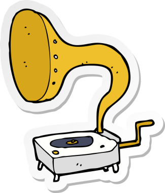 Çizgi film gramofonunun orijinal çıkartması