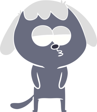 Orijinal düz renkli çizgi film yorgun köpek