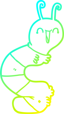 Mutlu bir tırtıl çizgi filminin orijinal soğuk gradyan çizimi