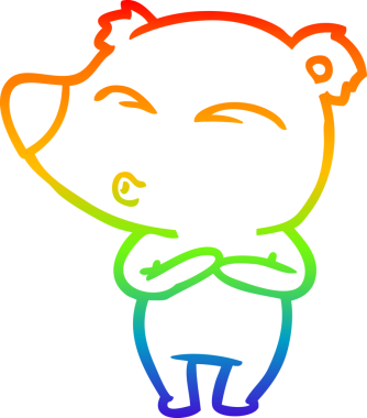 Orijinal gökkuşağı gradyan çizgi çizimi Bir çizgi film ıslık ayı