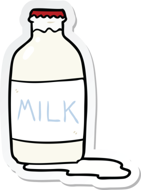 Çizgi film sütü şişesinin orijinal etiketi.